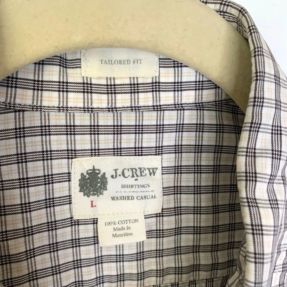 J.Crew Glencheck Tartan Texture Shirtings Button‎ Down Long Sleeve Shirt Sz L